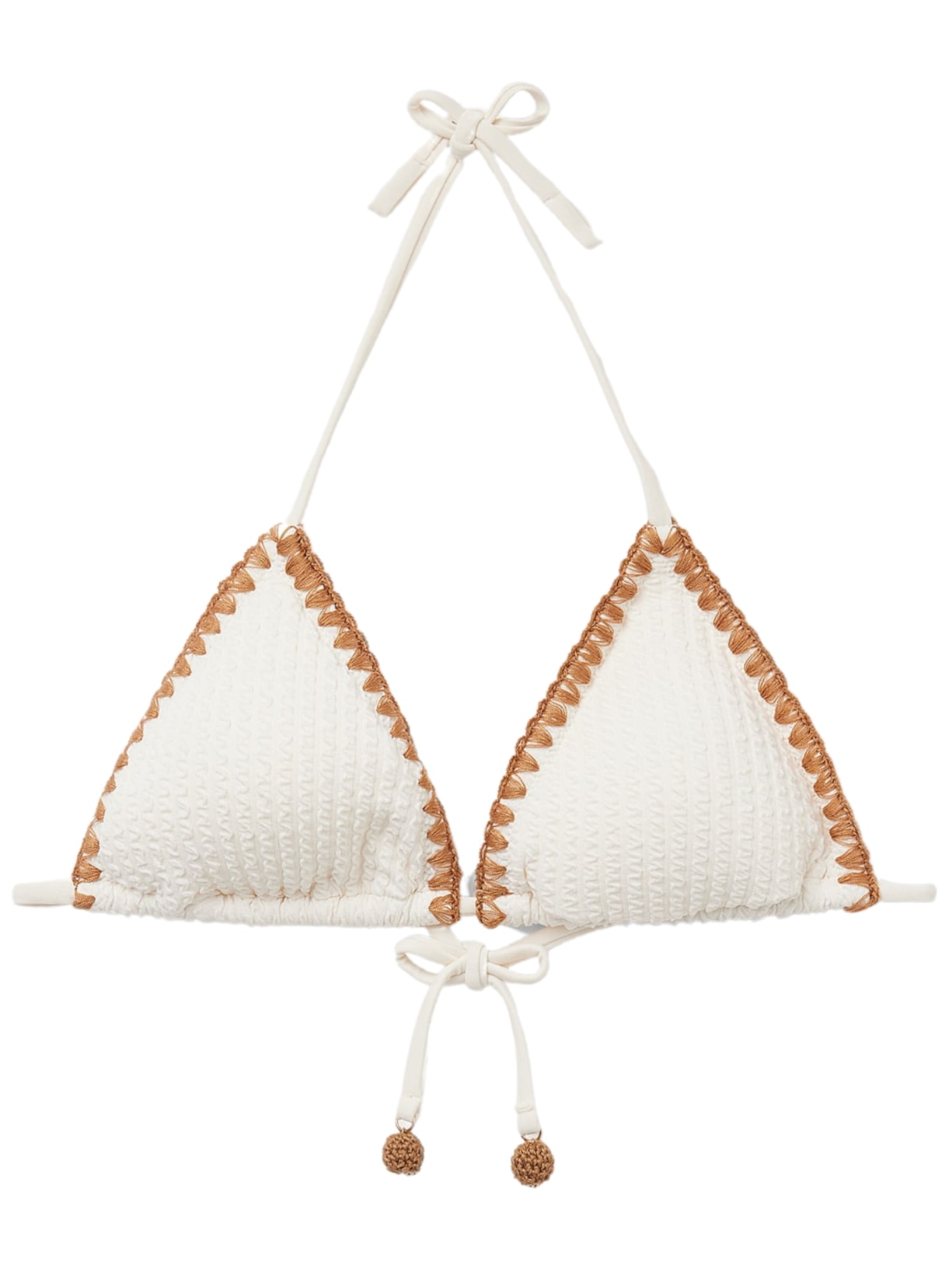 Parte De Cima De Biquíni Cortininha Bicolor - Off-White