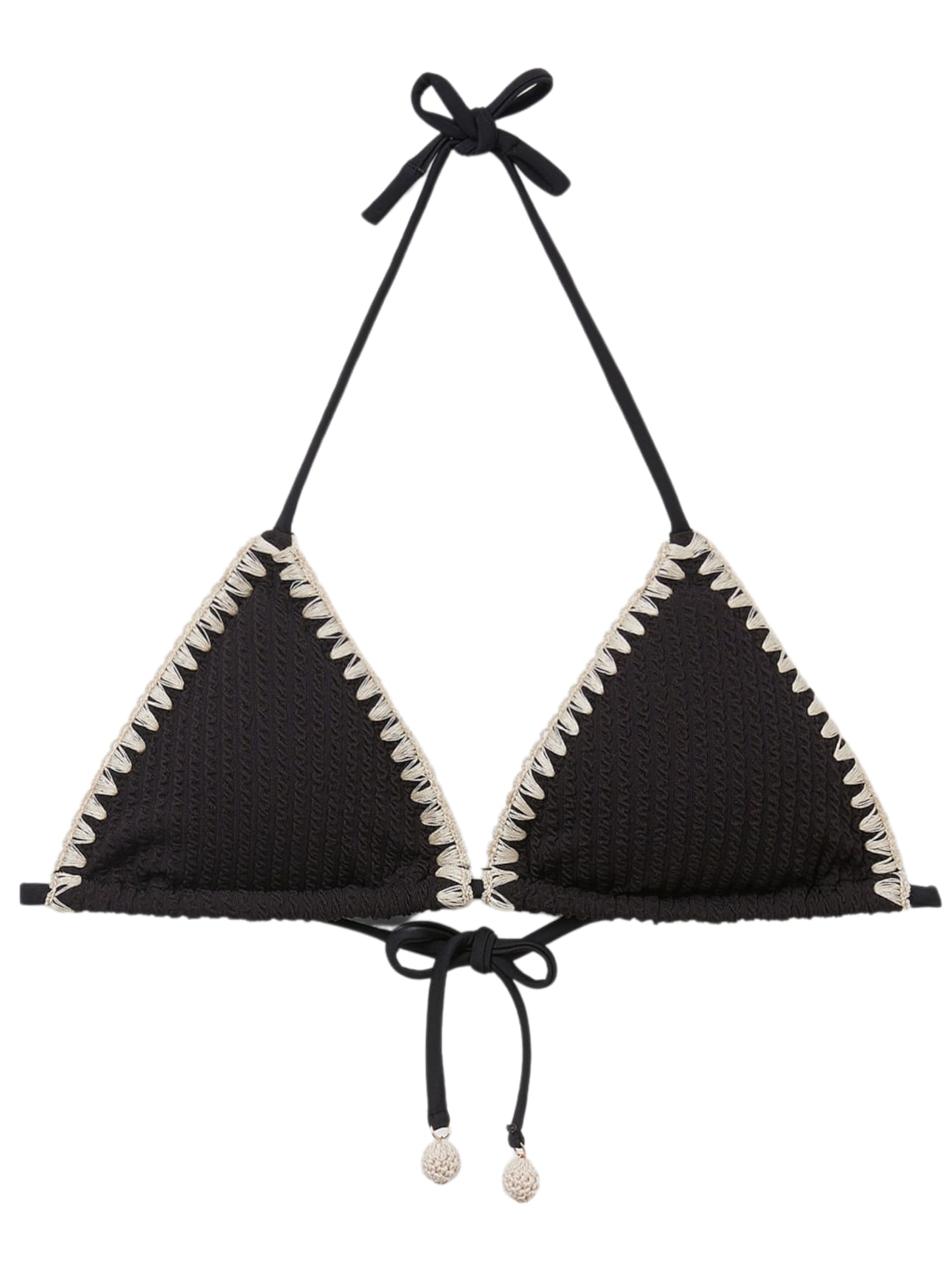 Parte De Cima De Biquíni Cortininha Bicolor - Preto