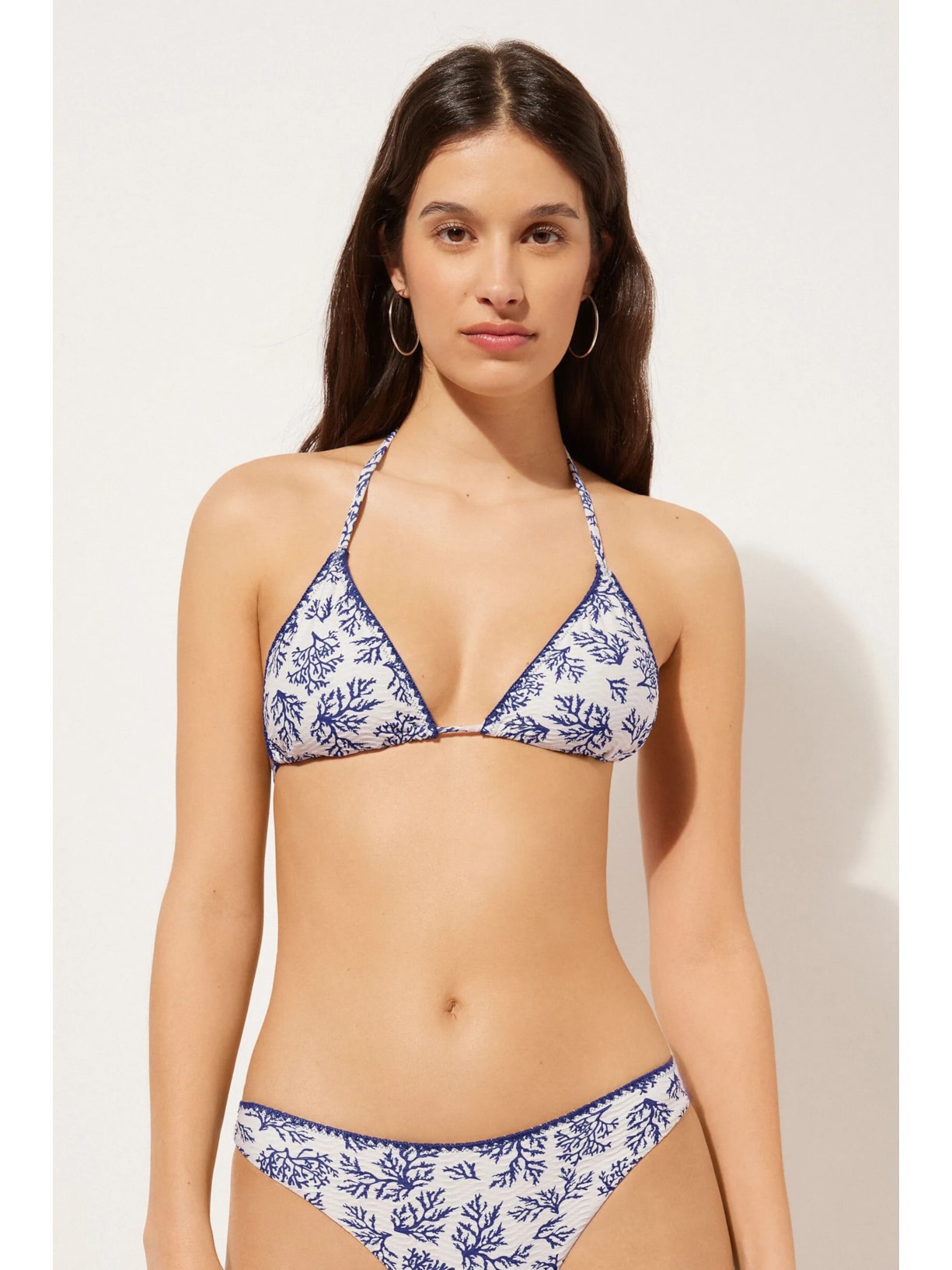 Parte De Cima De Biquíni Cortininha Blue Corals Azul Calzedonia