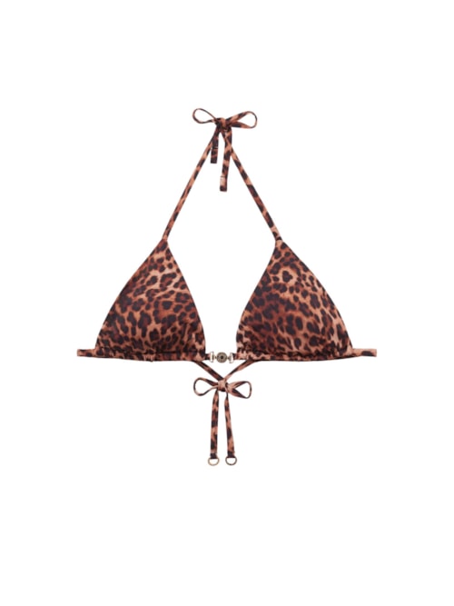Parte De Cima De Biquíni Cortininha Brown Animalier - Marrom