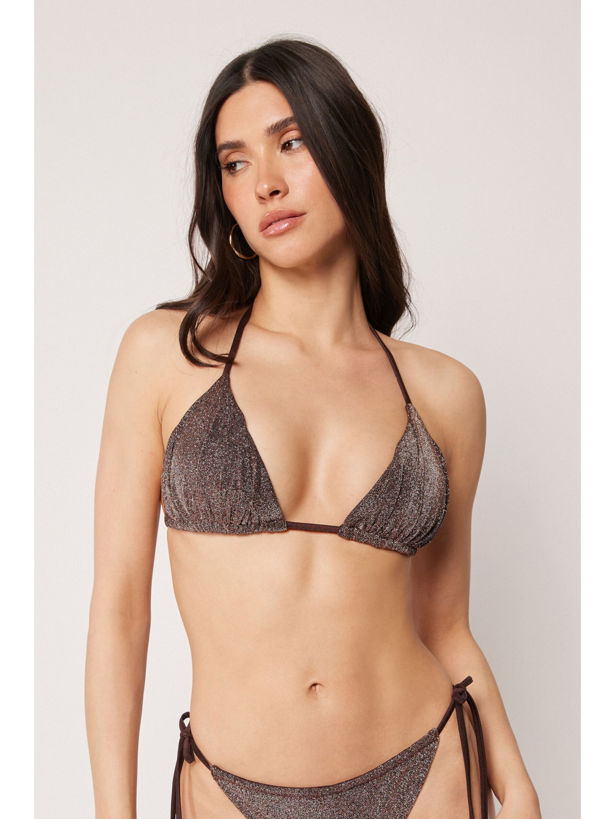 Parte De Cima De Biquíni Cortininha Brown Glitter Marrom Calzedonia