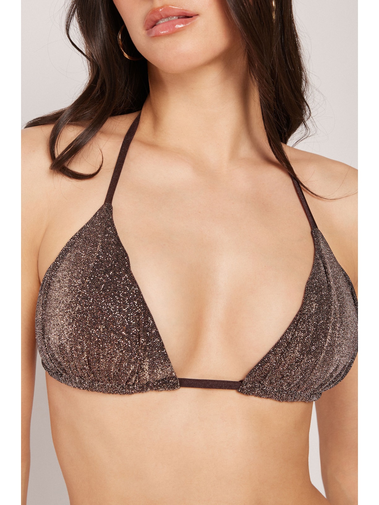 Parte De Cima De Biquíni Cortininha Brown Glitter Marrom Calzedonia