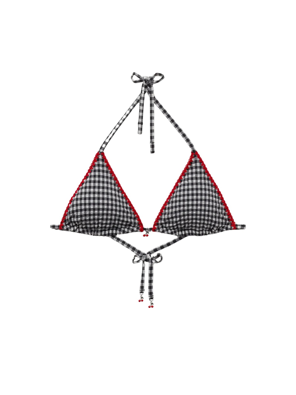 Parte De Cima De Biquíni Cortininha Cherry Vichy Preto Calzedonia