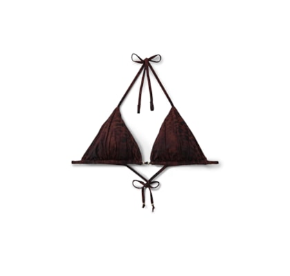 Parte De Cima De Biquíni Cortininha Dark Animalier - Marrom