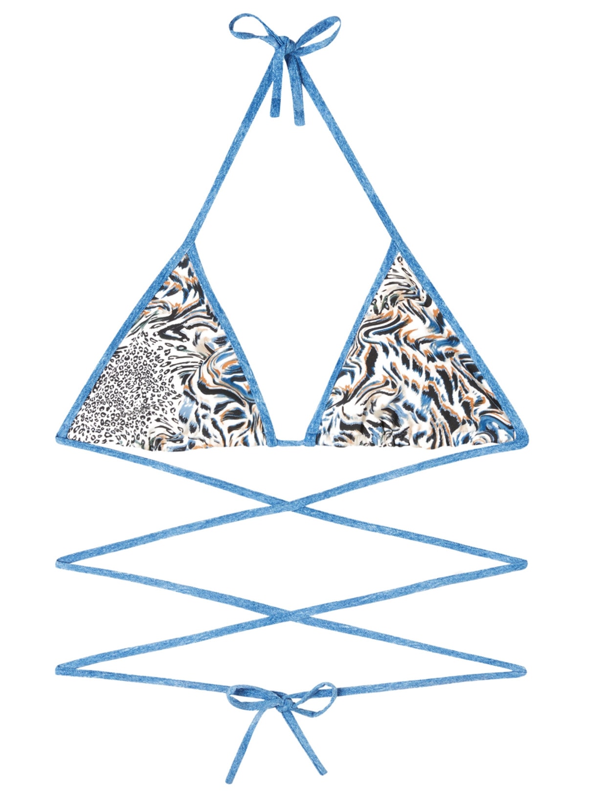 Parte De Cima De Biquíni Cortininha Dupla Face Mykonos - Azul