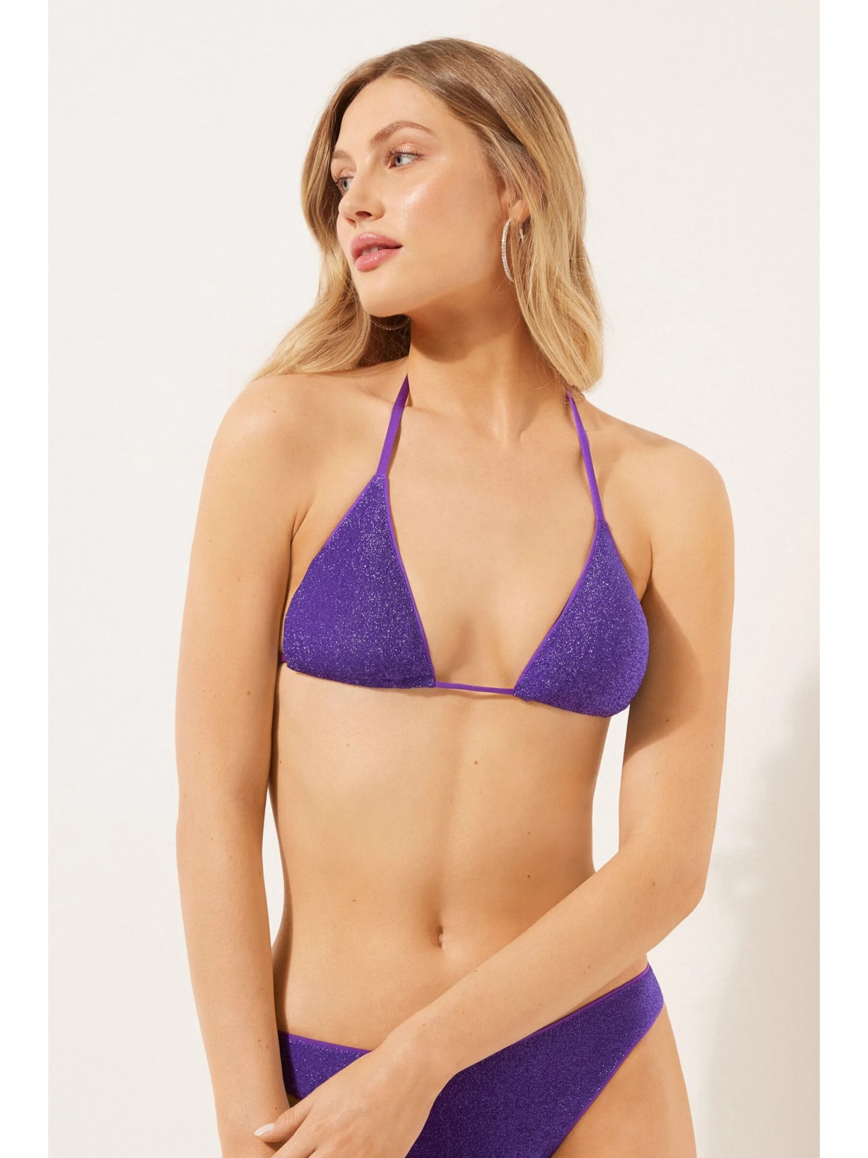 Parte De Cima De Biquíni Cortininha Metallic Glow Roxo Calzedonia