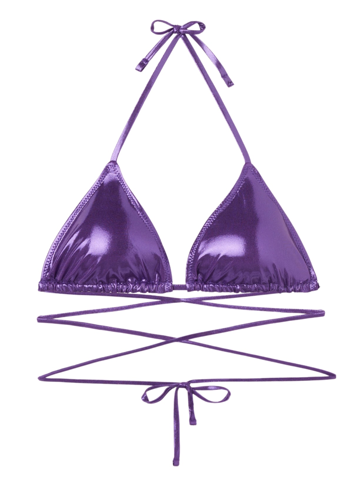 Parte De Cima De Biquíni Cortininha Metallic Skin - Roxo