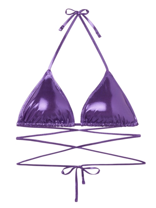 Parte De Cima De Biquíni Cortininha Metallic Skin - Roxo