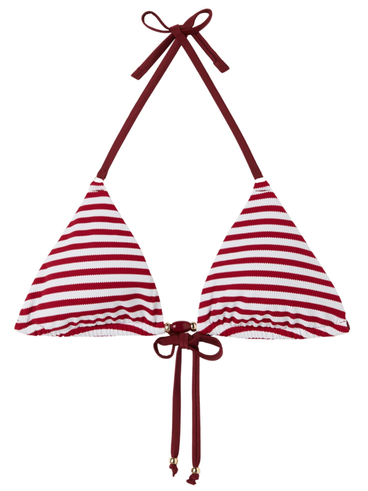 Parte De Cima De Biquíni Cortininha Nautical Stripes - Vermelho