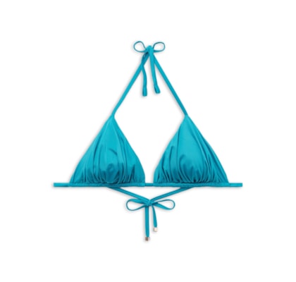 Parte De Cima De Biquíni Cortininha Shiny Satin - Azul