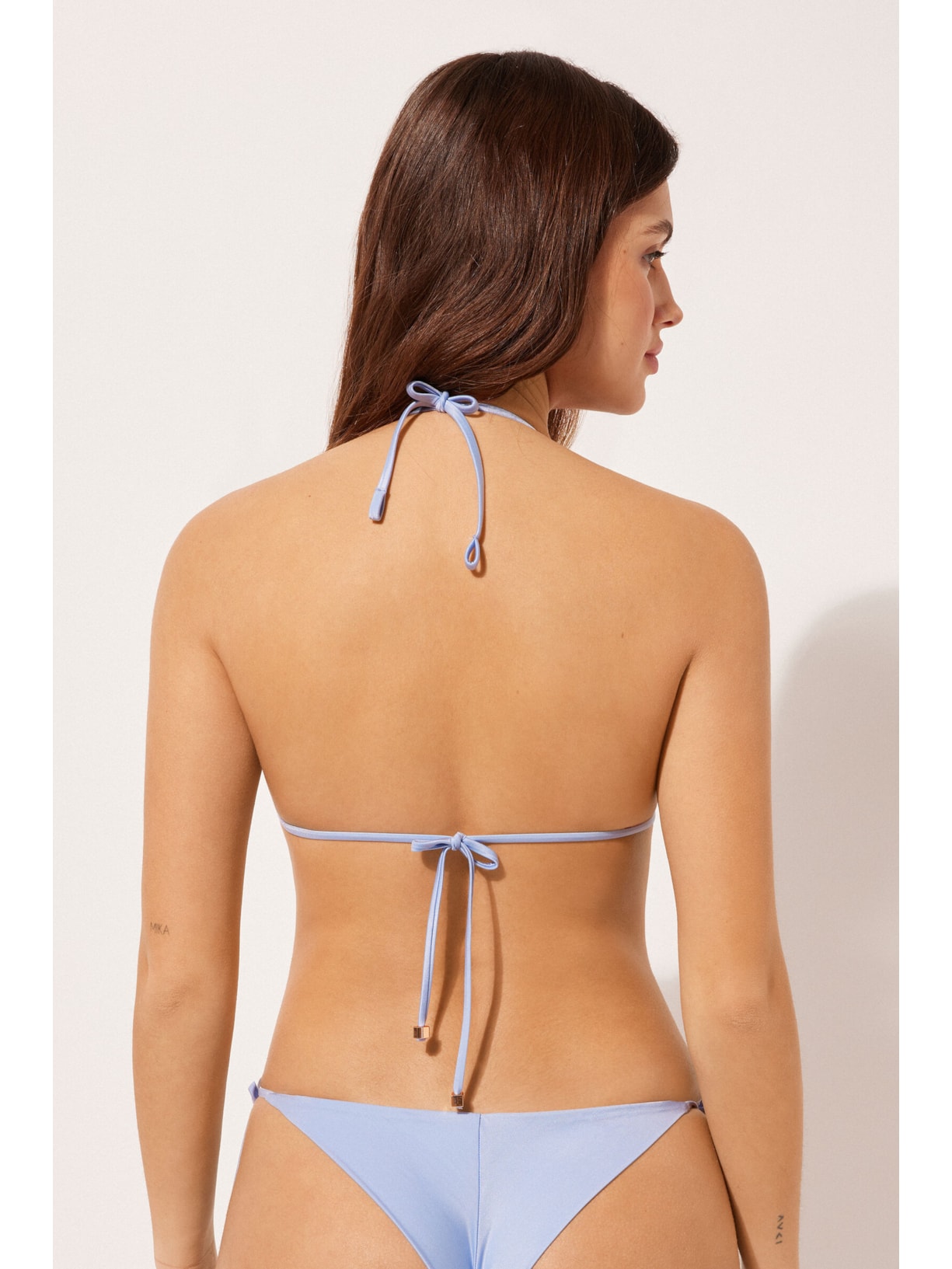 Parte De Cima De Biquíni Cortininha Shiny Satin Azul Calzedonia