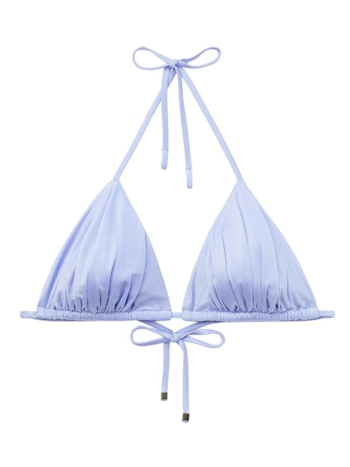Parte De Cima De Biquíni Cortininha Shiny Satin - Azul
