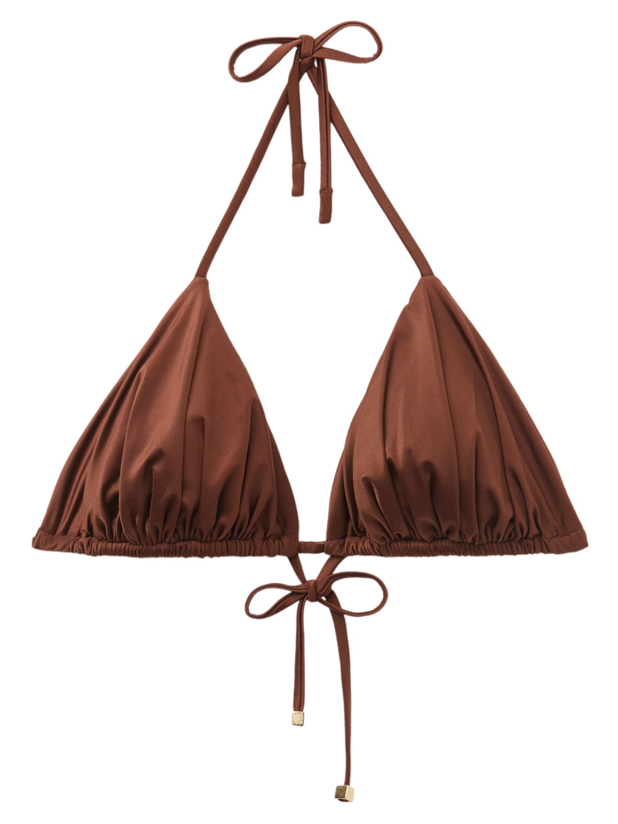 Parte De Cima De Biquíni Cortininha Shiny Satin - Marrom