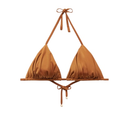 Parte De Cima De Biquíni Cortininha Shiny Satin - Marrom