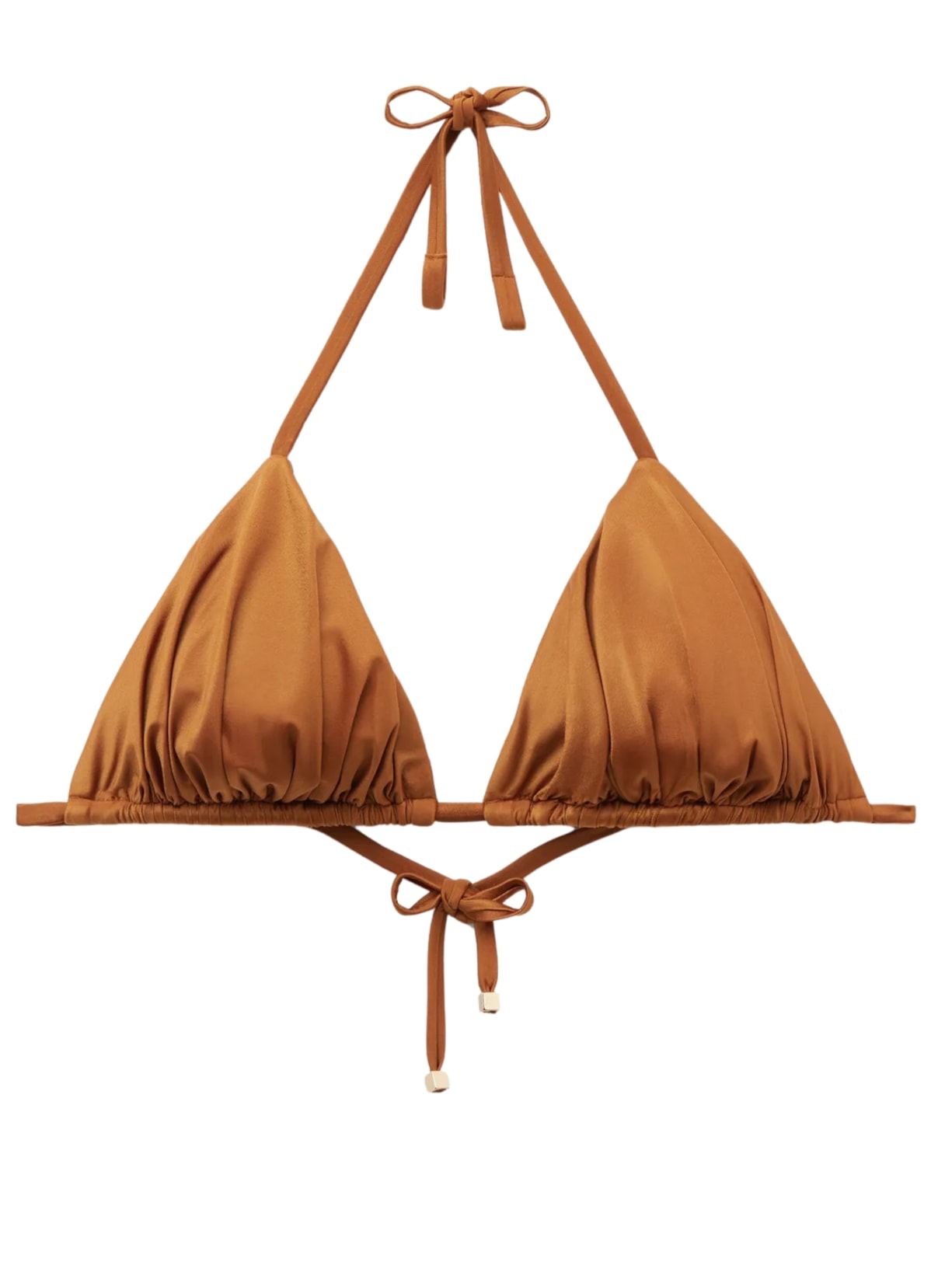 Parte De Cima De Biquíni Cortininha Shiny Satin - Marrom