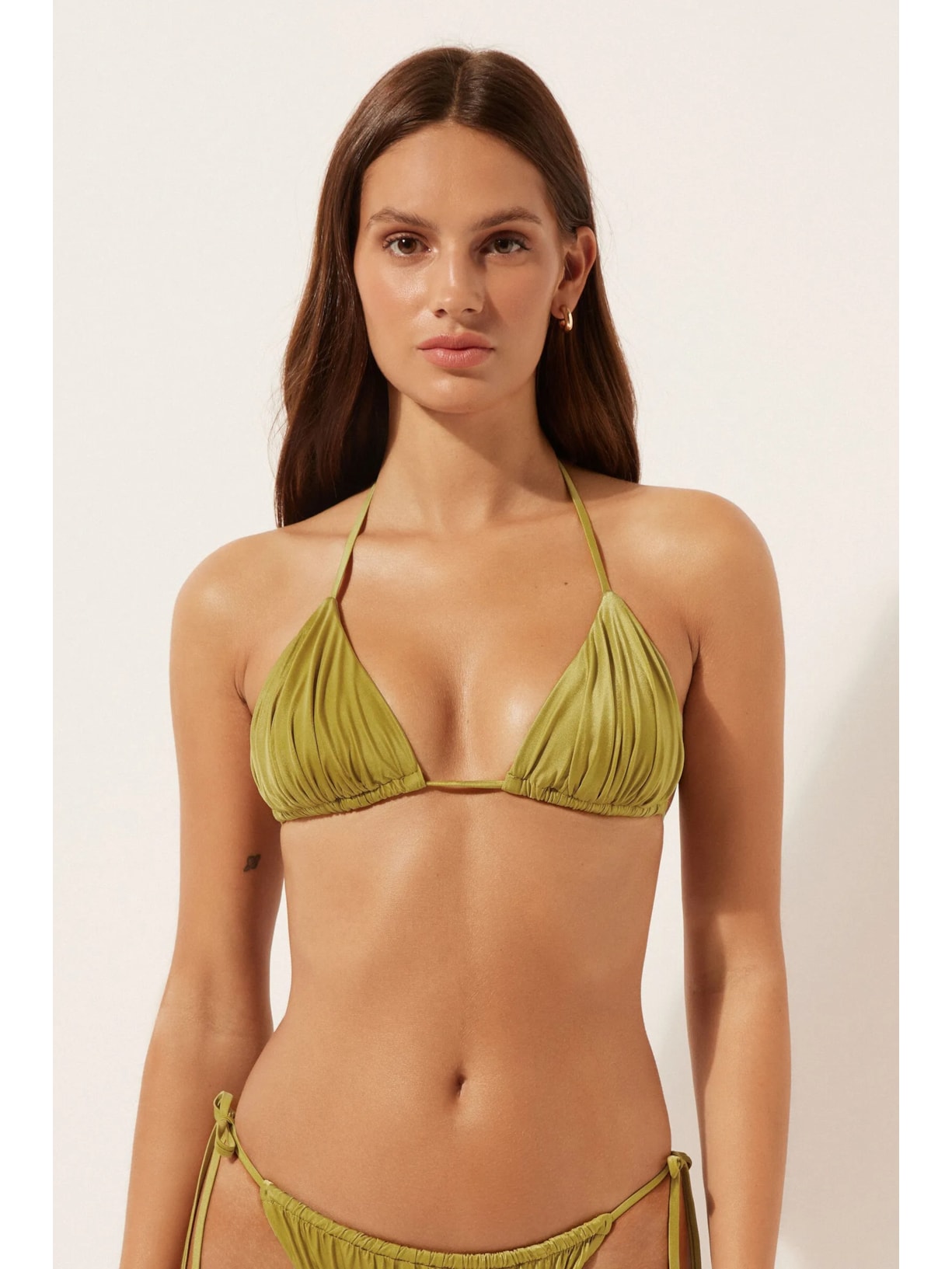 Parte De Cima De Biquíni Cortininha Shiny Satin Verde Calzedonia