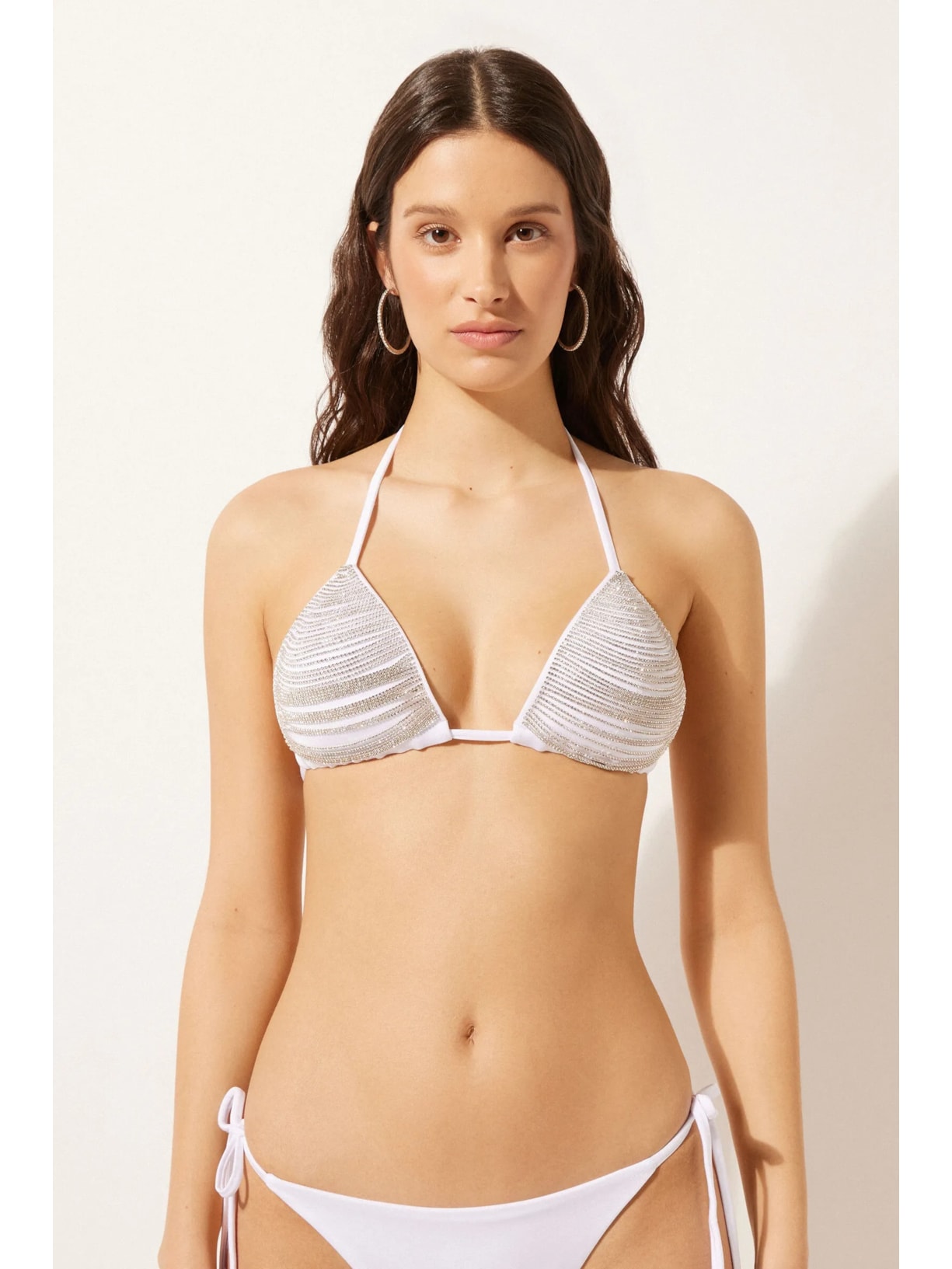 Parte De Cima De Biquíni Cortininha Silver Sparkle Branco Calzedonia