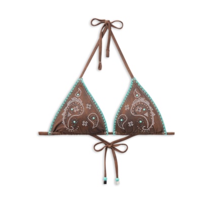 Parte De Cima De Biquíni Cortininha Texan Paisley - Marrom