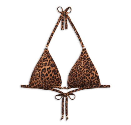 Parte De Cima De Biquíni Cortininha Wild Animalier - Marrom