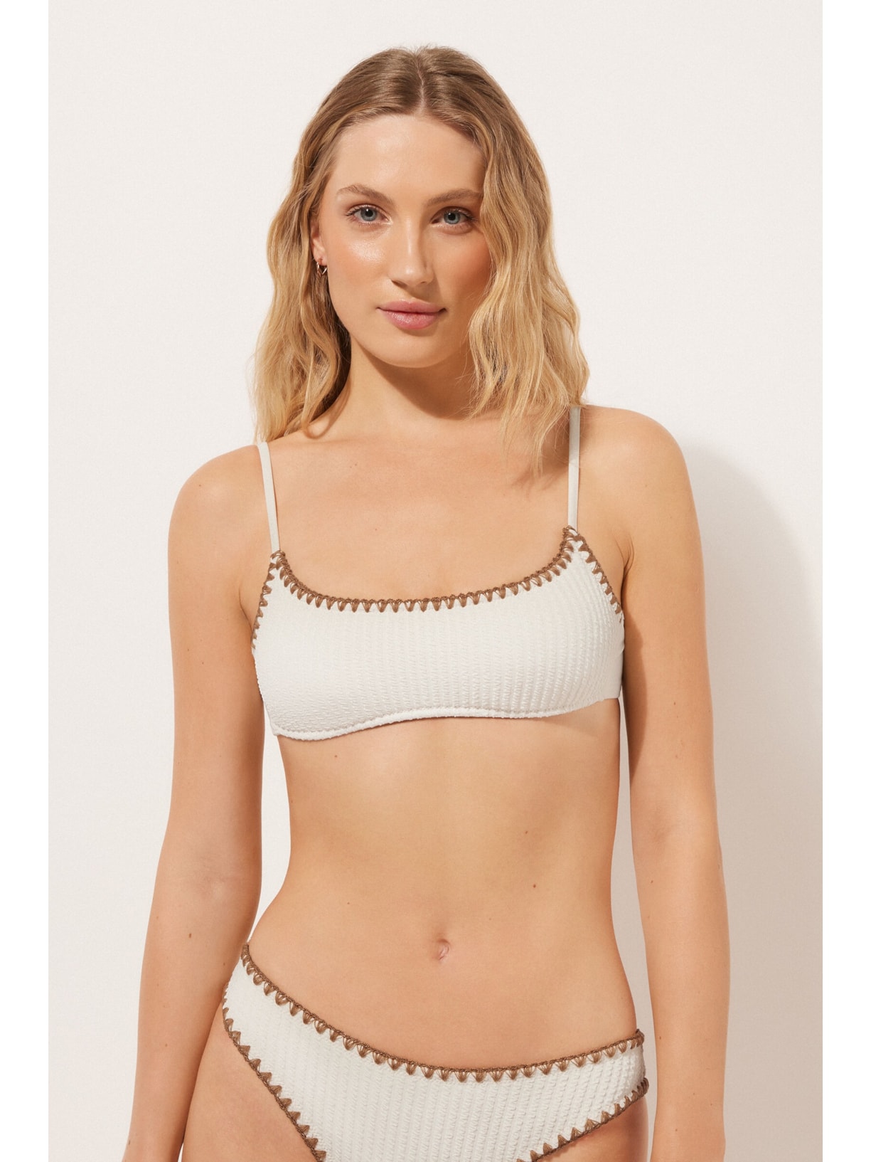 Parte De Cima De Biquíni Estilo Top Bicolor Off-White Calzedonia