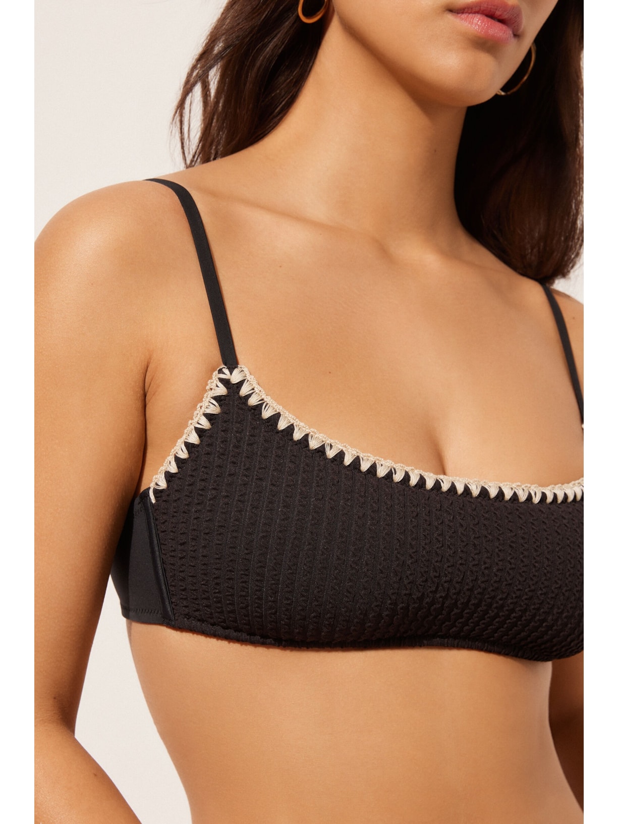 Parte De Cima De Biquíni Estilo Top Bicolor Preto Calzedonia