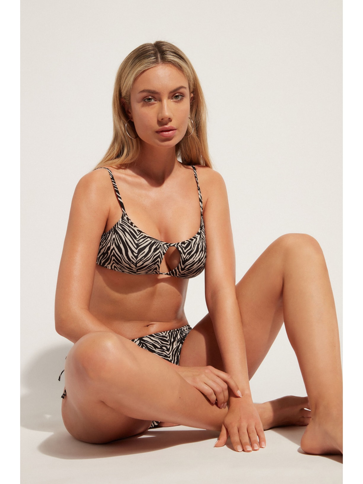 Parte De Cima De Biquíni Estilo Top Com Estampa De Zebra Nairobi Preto Calzedonia