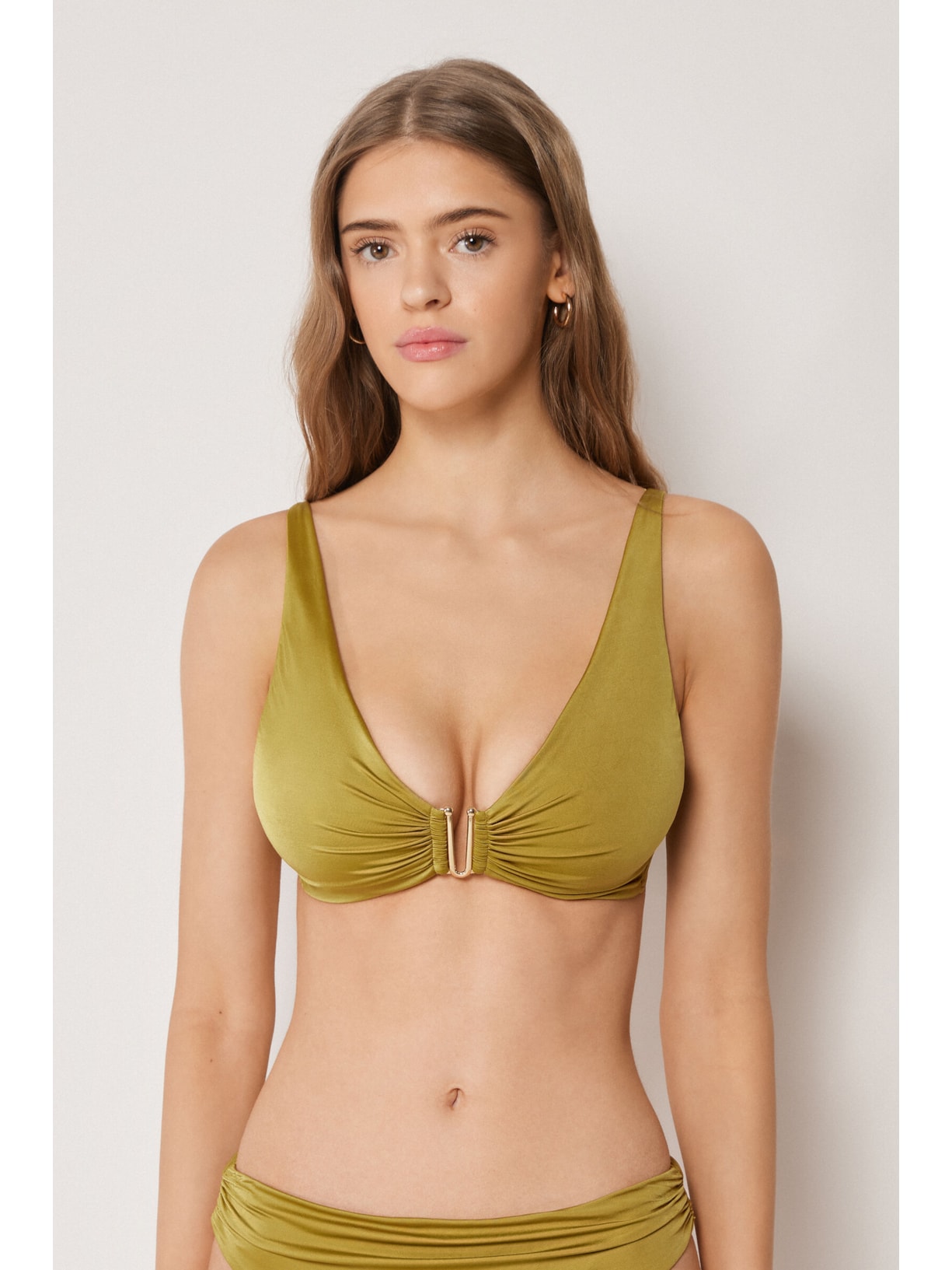 Parte De Cima De Biquíni Estilo Top Shiny Satin Verde Calzedonia