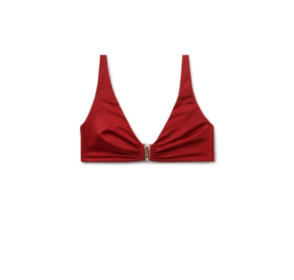 Parte De Cima De Biquíni Estilo Top Shiny Satin - Vermelho