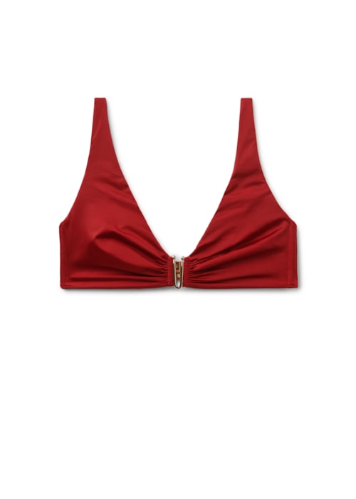 Parte De Cima De Biquíni Estilo Top Shiny Satin - Vermelho