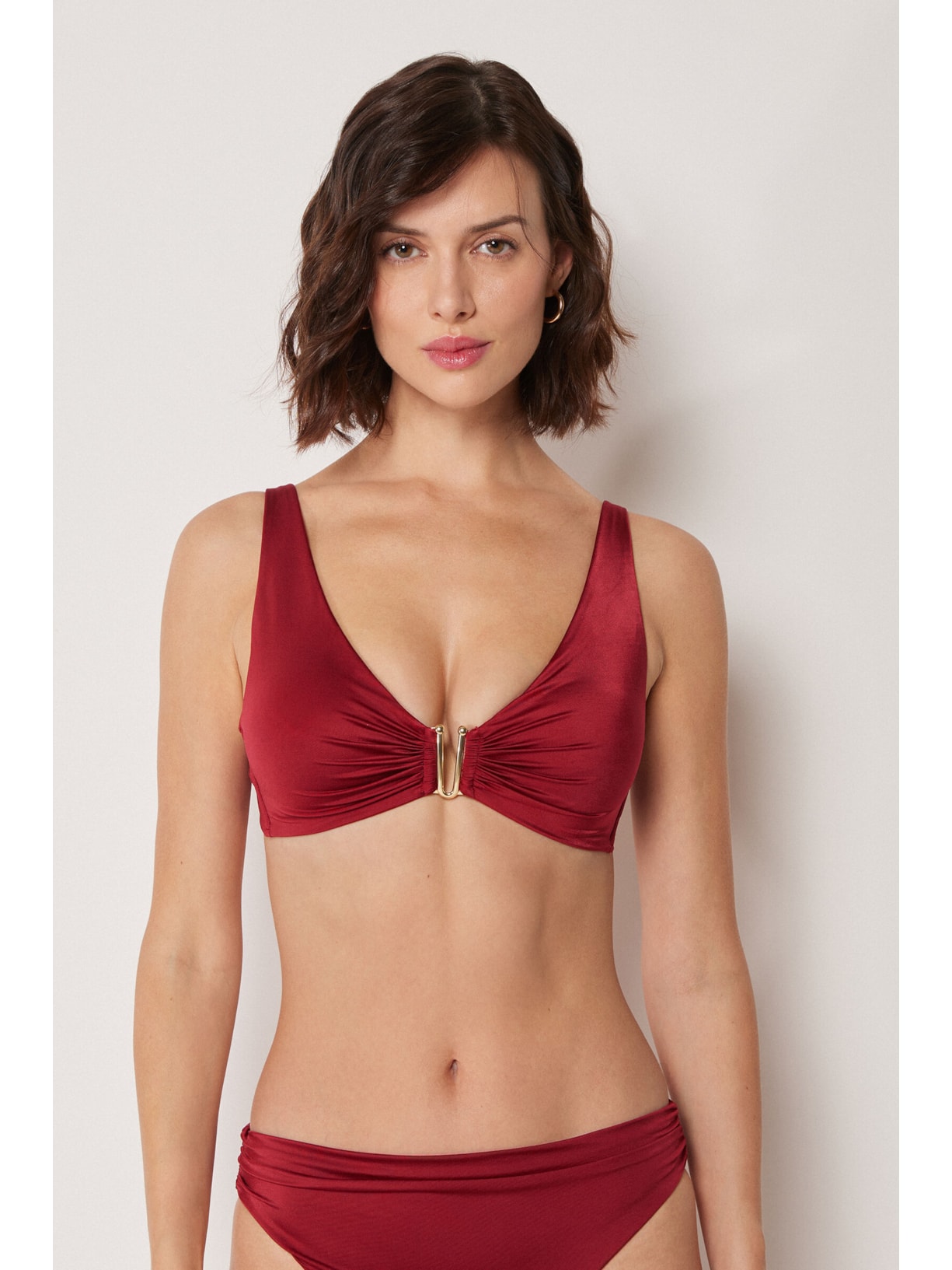 Parte De Cima De Biquíni Estilo Top Shiny Satin Vermelho Calzedonia