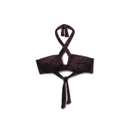 Parte De Cima De Biquíni Faixa Dark Animalier - Marrom