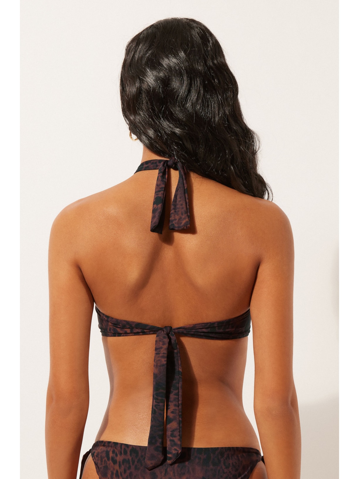 Parte De Cima De Biquíni Faixa Dark Animalier Marrom Calzedonia