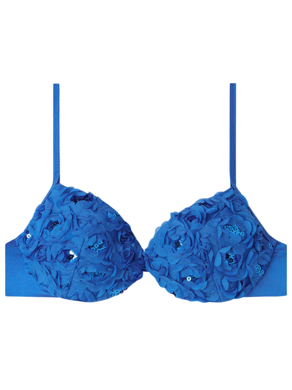 Parte De Cima De Biquíni Push-Up Almofadado Com Flores Parigi - Azul