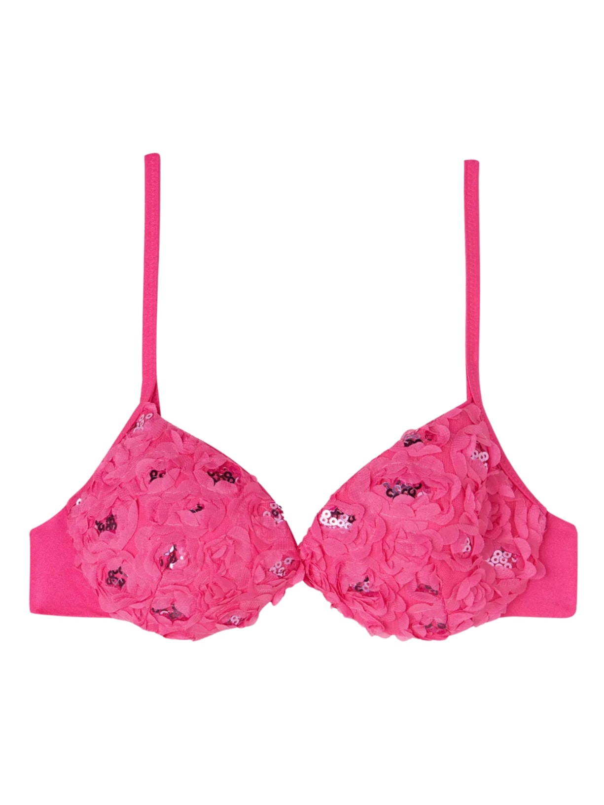 Parte De Cima De Biquíni Push-Up Almofadado Com Flores Parigi Rosa Calzedonia