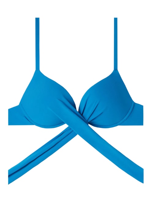 Parte De Cima De Biquíni Push-Up Almofadado Graduado Soft Indonésia - Azul