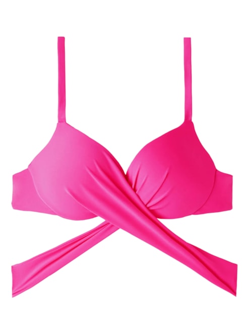 Parte De Cima De Biquíni Push-Up Almofadado Graduado Soft Indonésia - Rosa