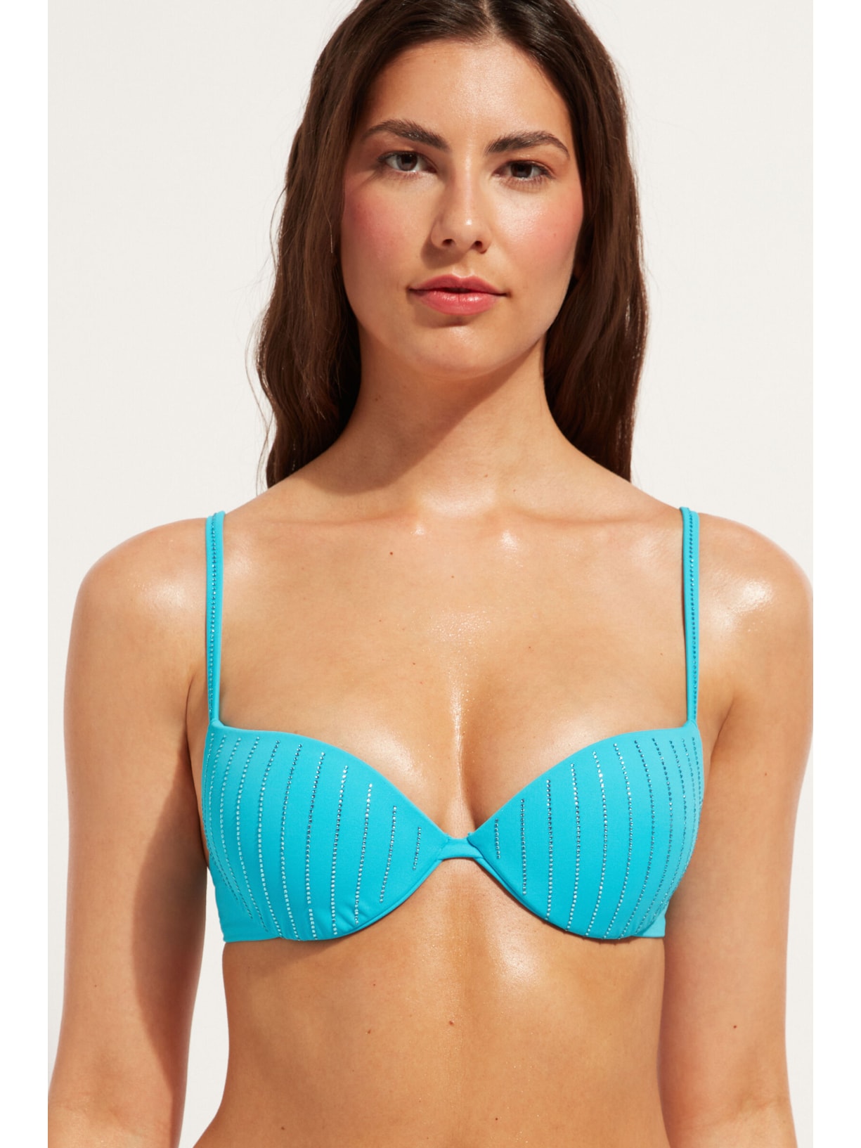 Parte De Cima De Biquíni Push-Up Almofadado Shanghai Azul Calzedonia