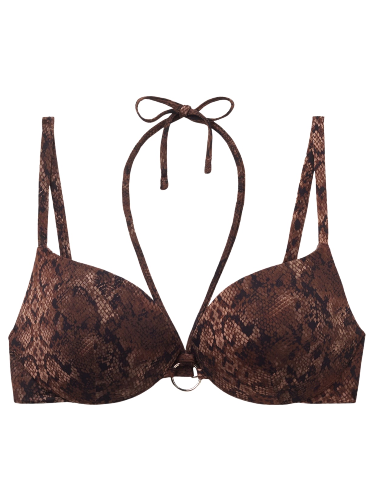 Parte De Cima De Biquíni Push-Up Brown Snake - Marrom