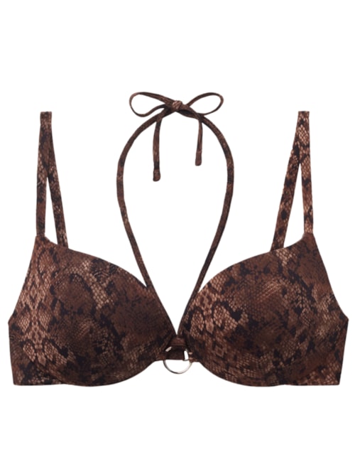 Parte De Cima De Biquíni Push-Up Brown Snake - Marrom