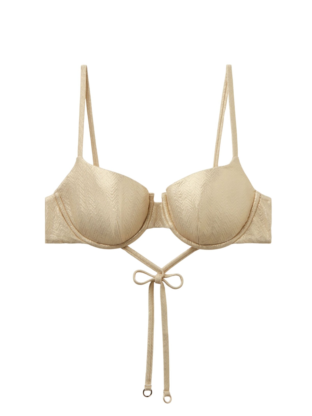 Parte De Cima De Biquíni Push-Up Gold Waves - Bege