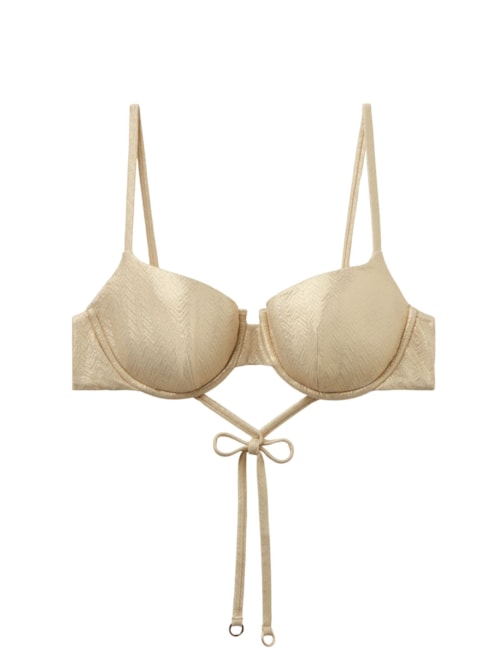 Parte De Cima De Biquíni Push-Up Gold Waves - Bege
