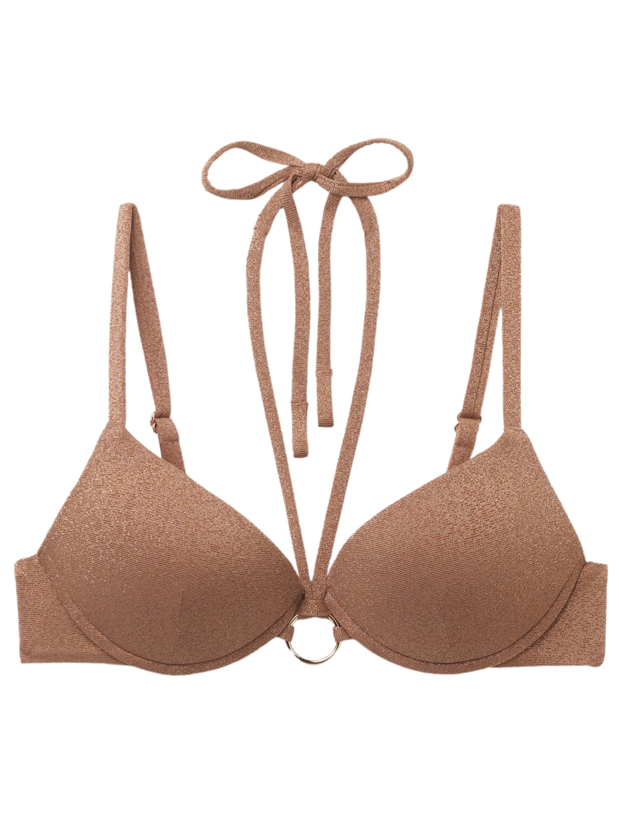 Parte De Cima De Biquíni Push-Up Golden Gleam - Bege