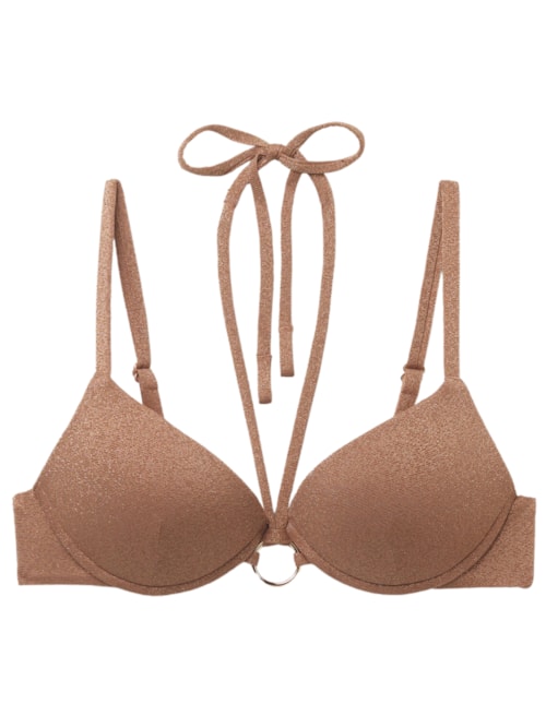 Parte De Cima De Biquíni Push-Up Golden Gleam - Bege