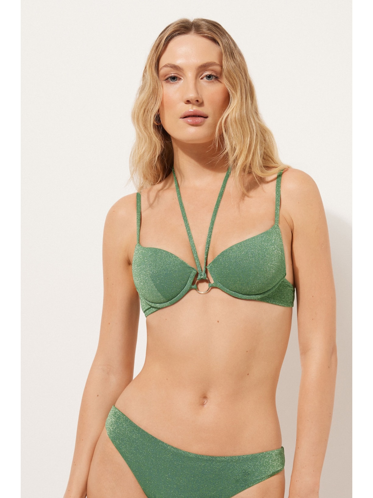 Parte De Cima De Biquíni Push-Up Golden Gleam Verde Calzedonia
