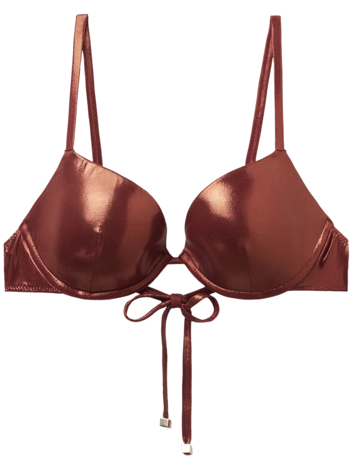 Parte De Cima De Biquíni Push-Up Metallic Skin - Marrom
