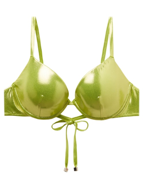 Parte De Cima De Biquíni Push-Up Metallic Skin - Verde