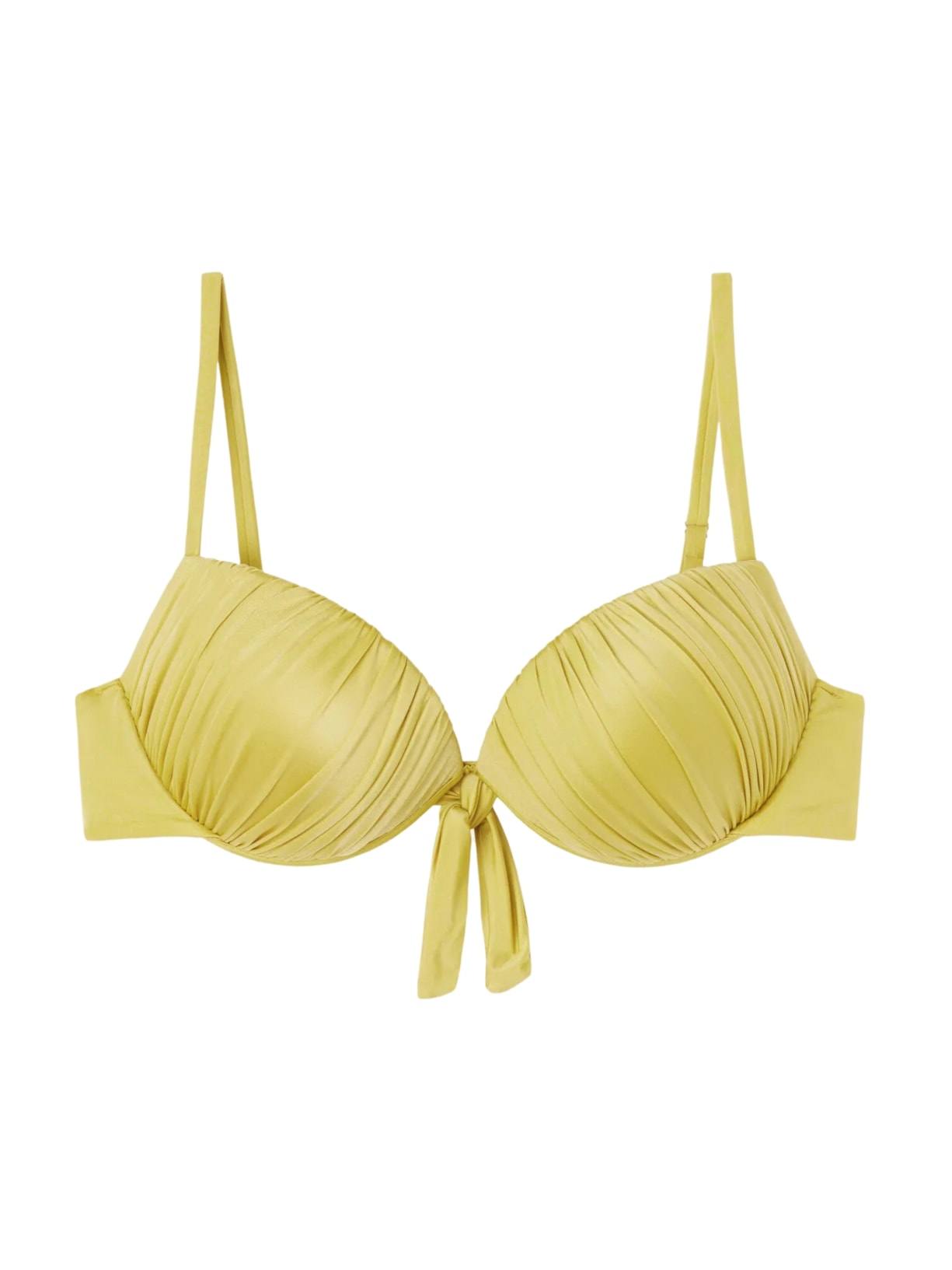 Parte De Cima De Biquíni Push-Up Shiny Satin - Amarelo