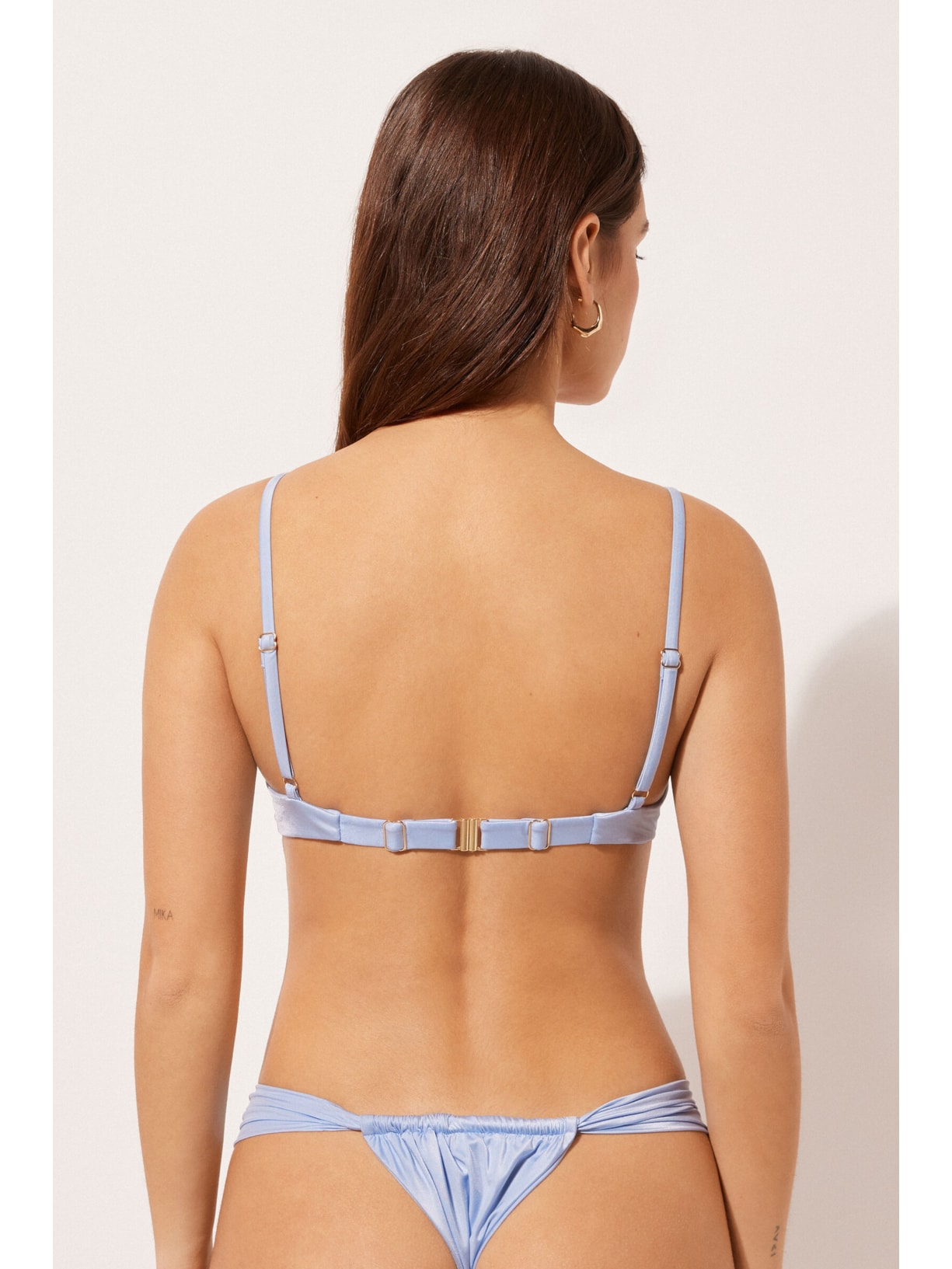 Parte De Cima De Biquíni Push-Up Shiny Satin Azul Calzedonia