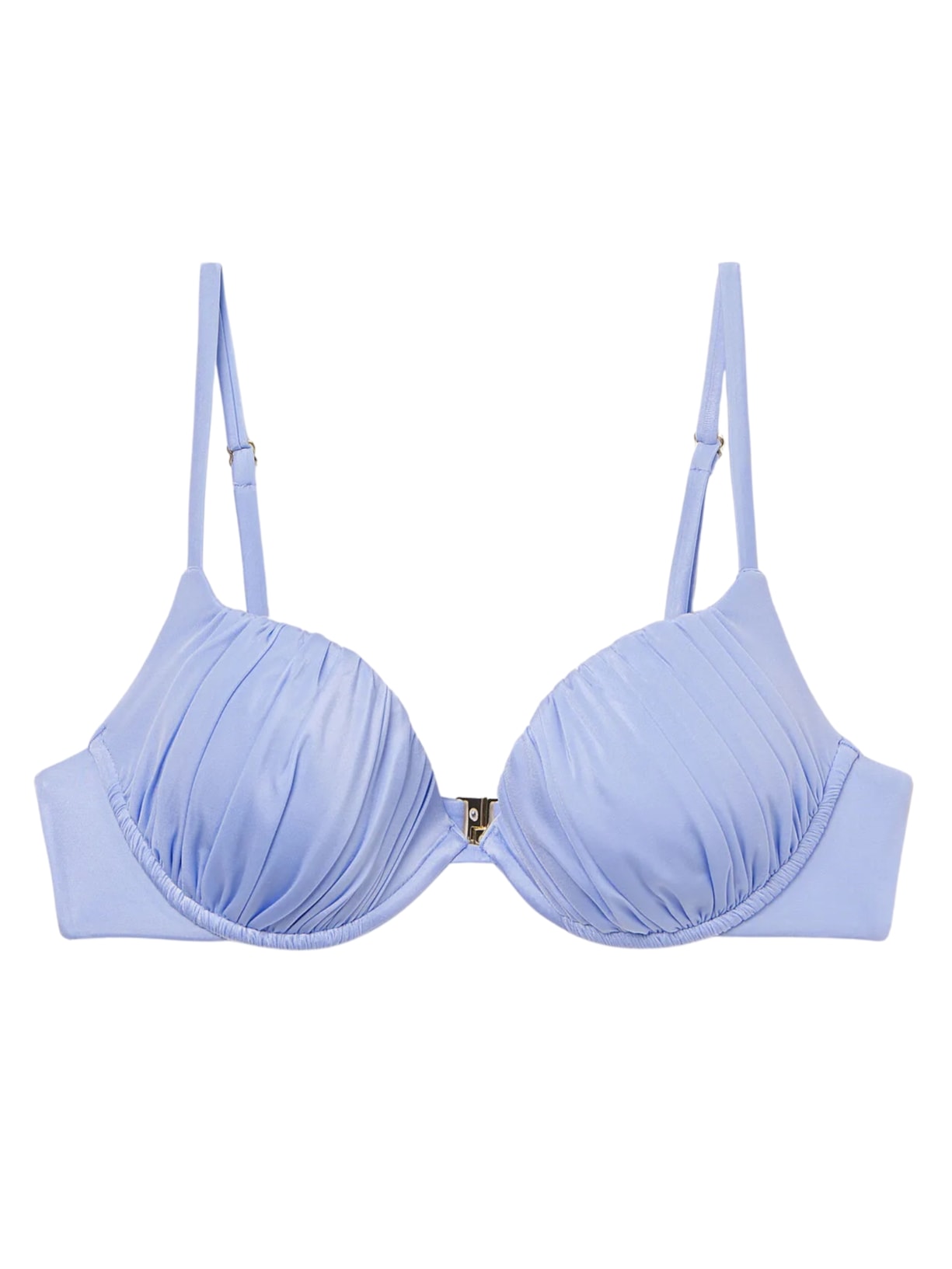 Parte De Cima De Biquíni Push-Up Shiny Satin - Azul