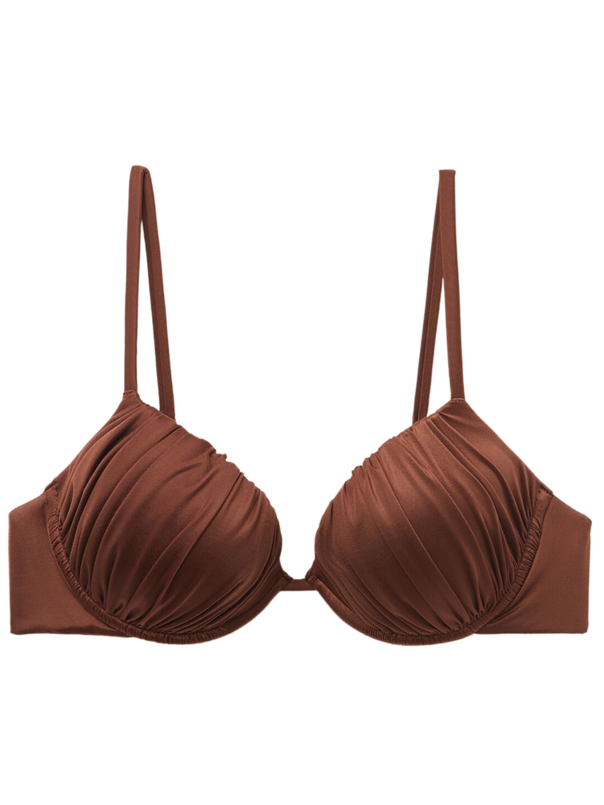 Parte De Cima De Biquíni Push-Up Shiny Satin - Marrom